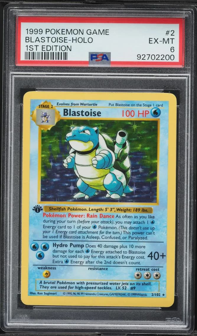 1999 #2 Blastoise-Holo 1st Edition PSA 6 Game Pokemon