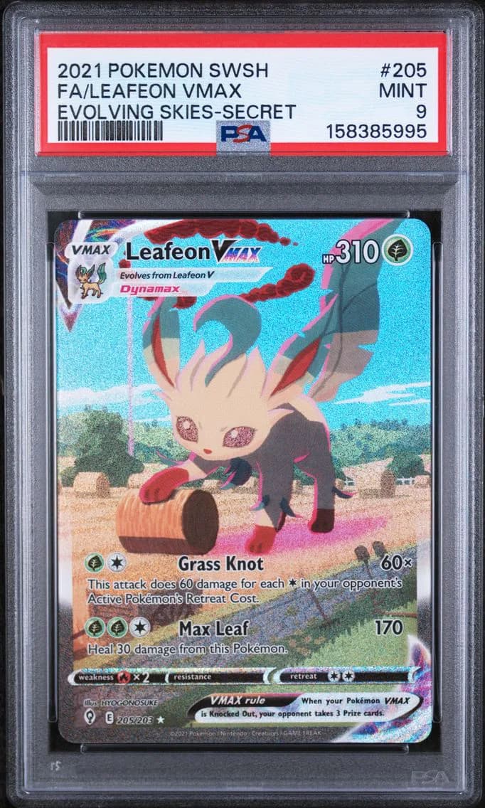 2021 #205 Full Art/Leafeon Vmax PSA 9 Sword & Shield Evolving Skies