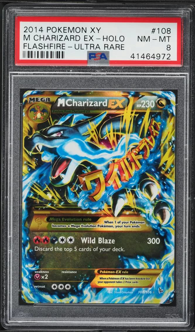 2014 #108 M Charizard EX PSA 8 XY Flashfire Pokemon
