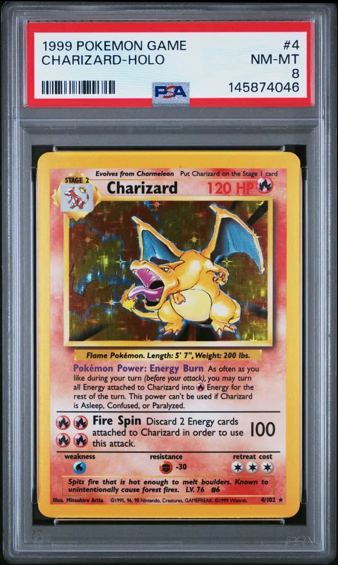 1999 #4 Charizard-Holo PSA 8 Game