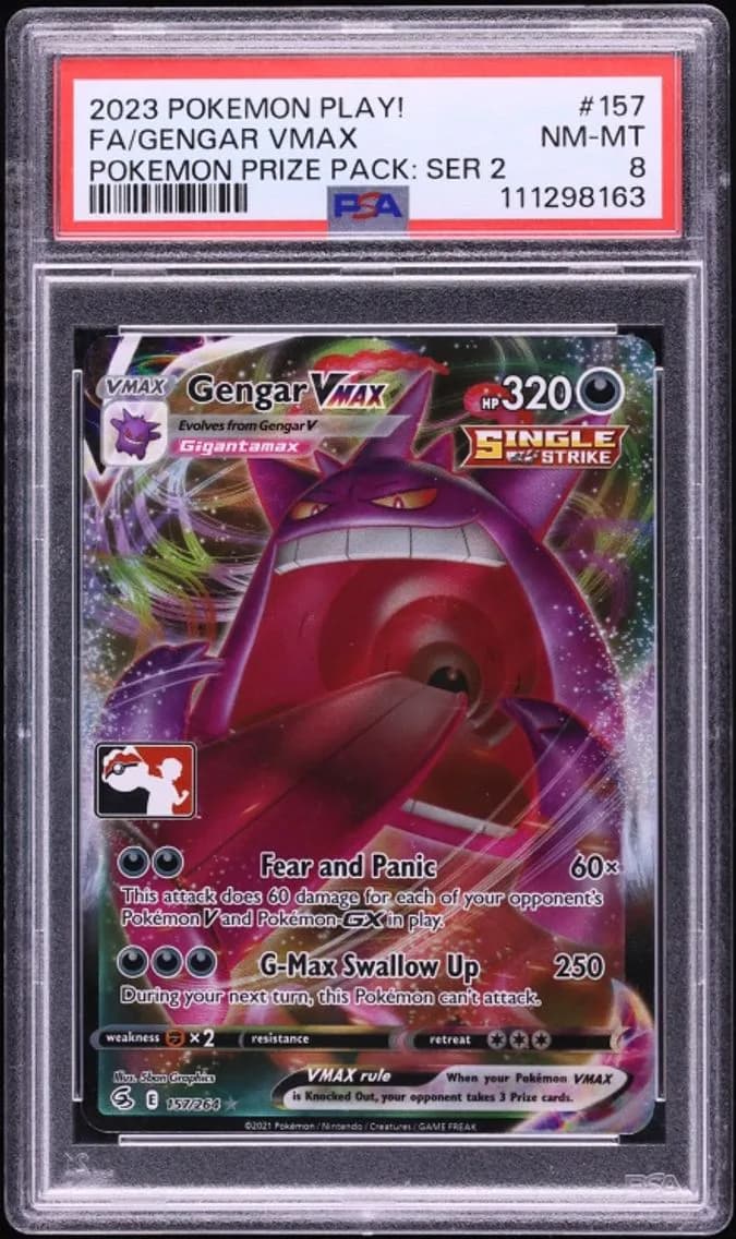 2023 Pokemon Sword & Shield Play! Prize Pack Series 2 Full Art Gengar VMAX #157 PSA 8 NM-MT