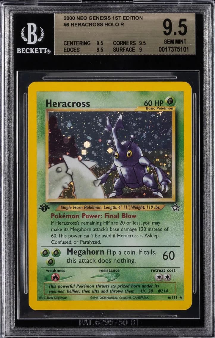2000 #6 Heracross BGS 9.5 Pokemon Neo Genesis | 1st Edition - Holo Rare