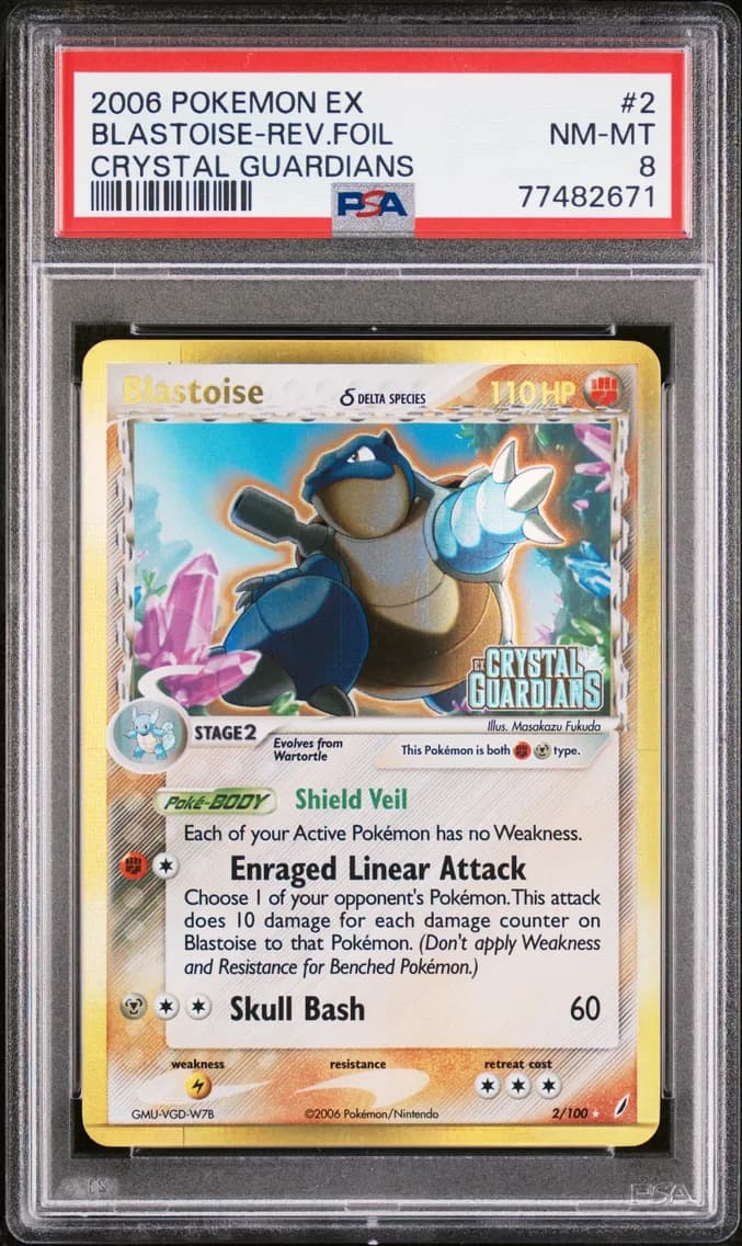 2006 #2 Blastoise-Reverse Foil PSA 8 EX Crystal Guardians