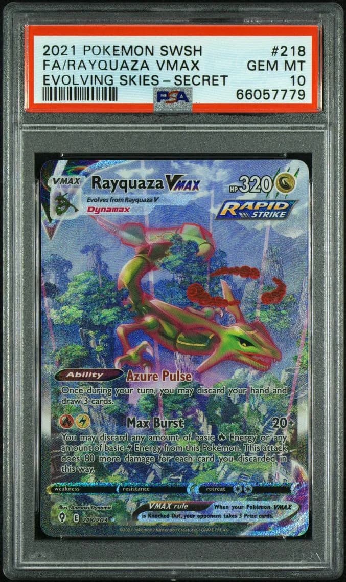 2021 #218 Full Art/Rayquaza Vmax PSA 10 Sword & Shield Evolving Skies