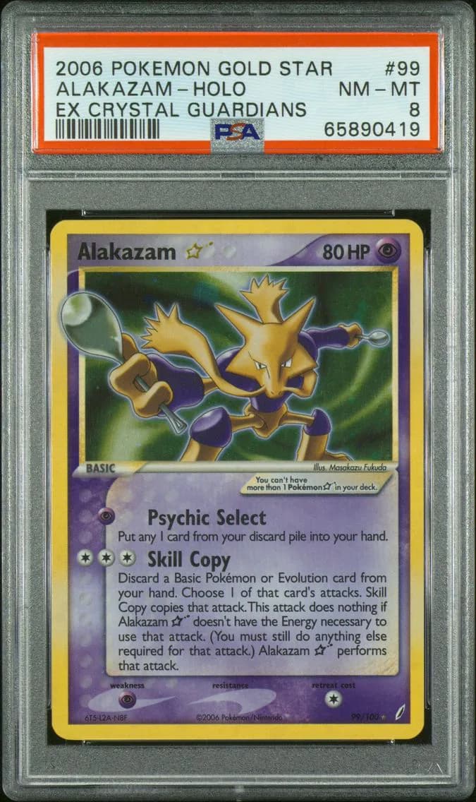2006 #99 Alakazam-Holo Gold Star PSA 8 EX Crystal Guardians