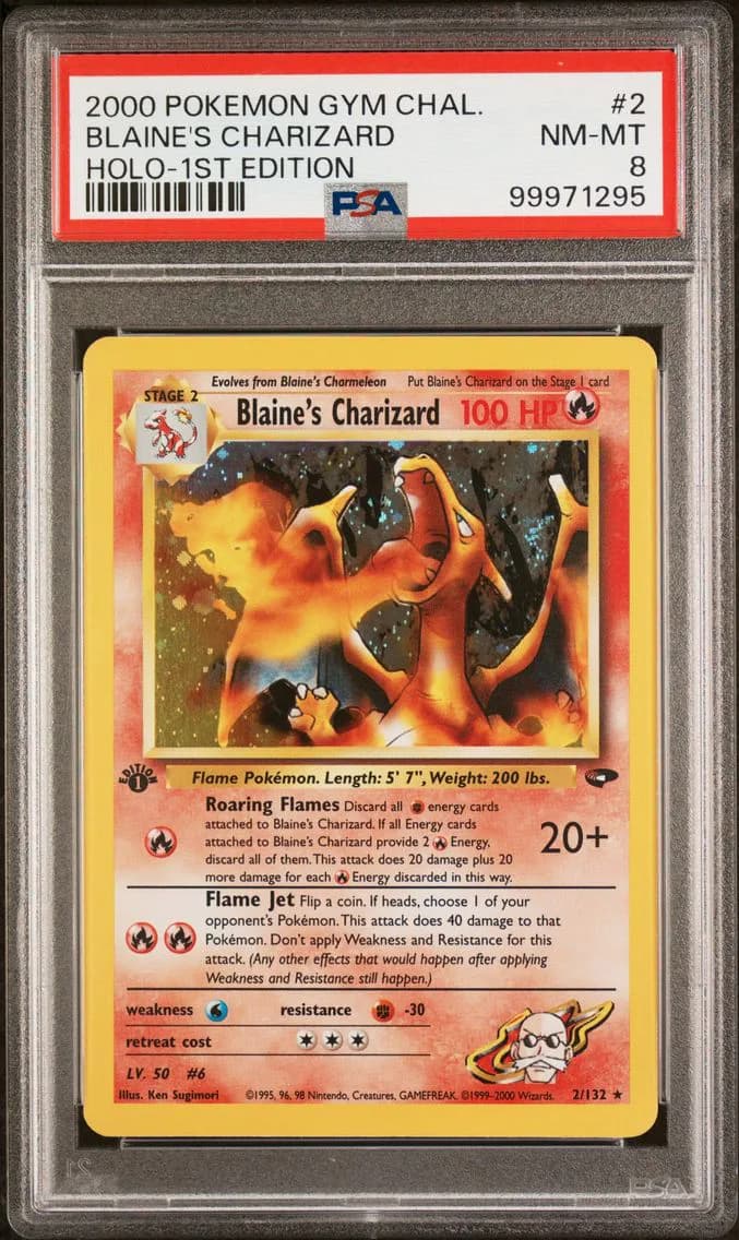 2000 #2 Blaine's Charizard Holo-1st Edition PSA 8 Gym Challenge Pokemon