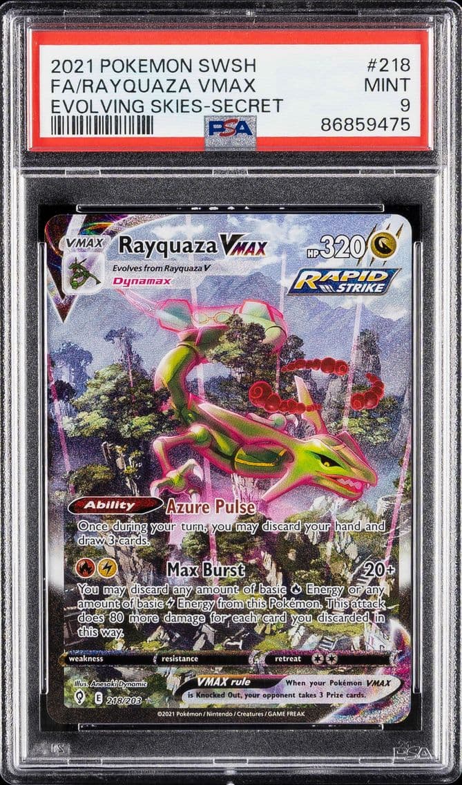 2021 #218 Full Art/Rayquaza Vmax PSA 9 Sword & Shield Evolving Skies Pokemon
