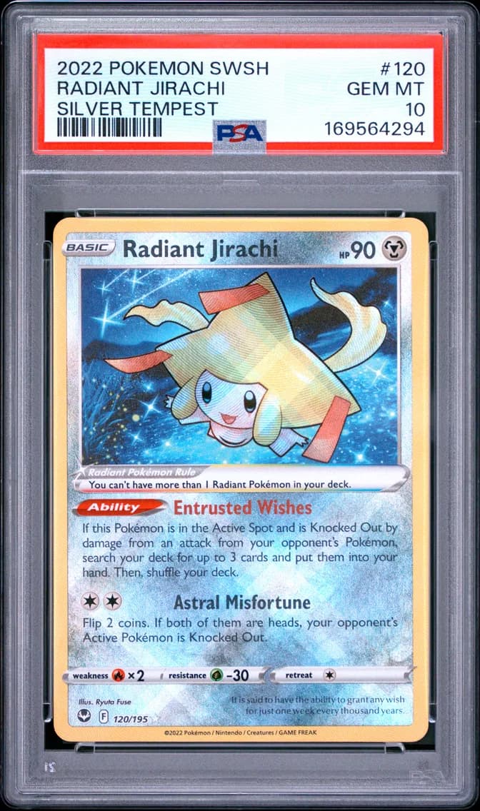 2022 #120 Radiant Jirachi PSA 10 Sword & Shield Silver Tempest