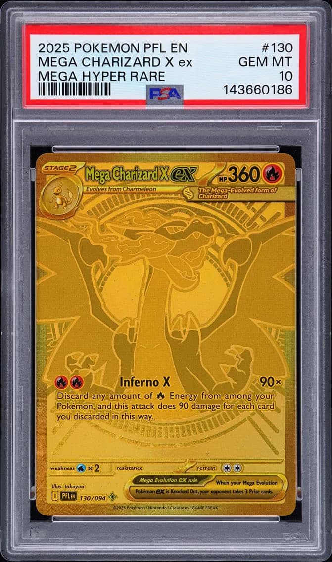 2025 #130 Mega Charizard X EX PSA 10 Pfl EN-Phantasmal Flames Pokemon