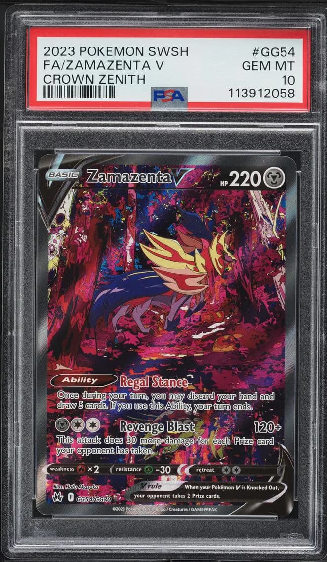 2023 #GG54 Full Art/Zamazenta V PSA 10 Sword and Shield Crown Zenith Pokemon