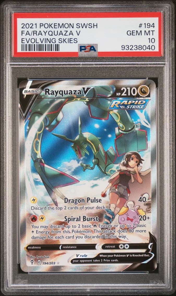 2021 #194 Full Art/Rayquaza V PSA 10 Sword & Shield Evolving Skies