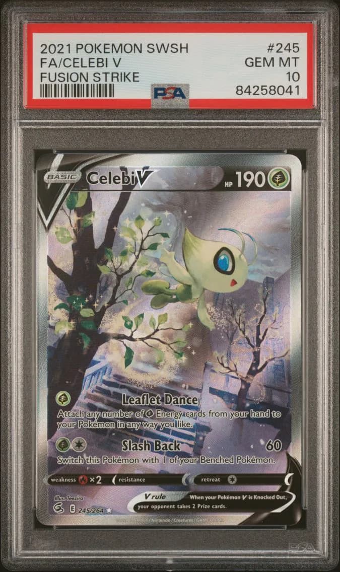 2021 #245 Full Art/Celebi V PSA 10 Sword & Shield Fusion Strike Pokemon