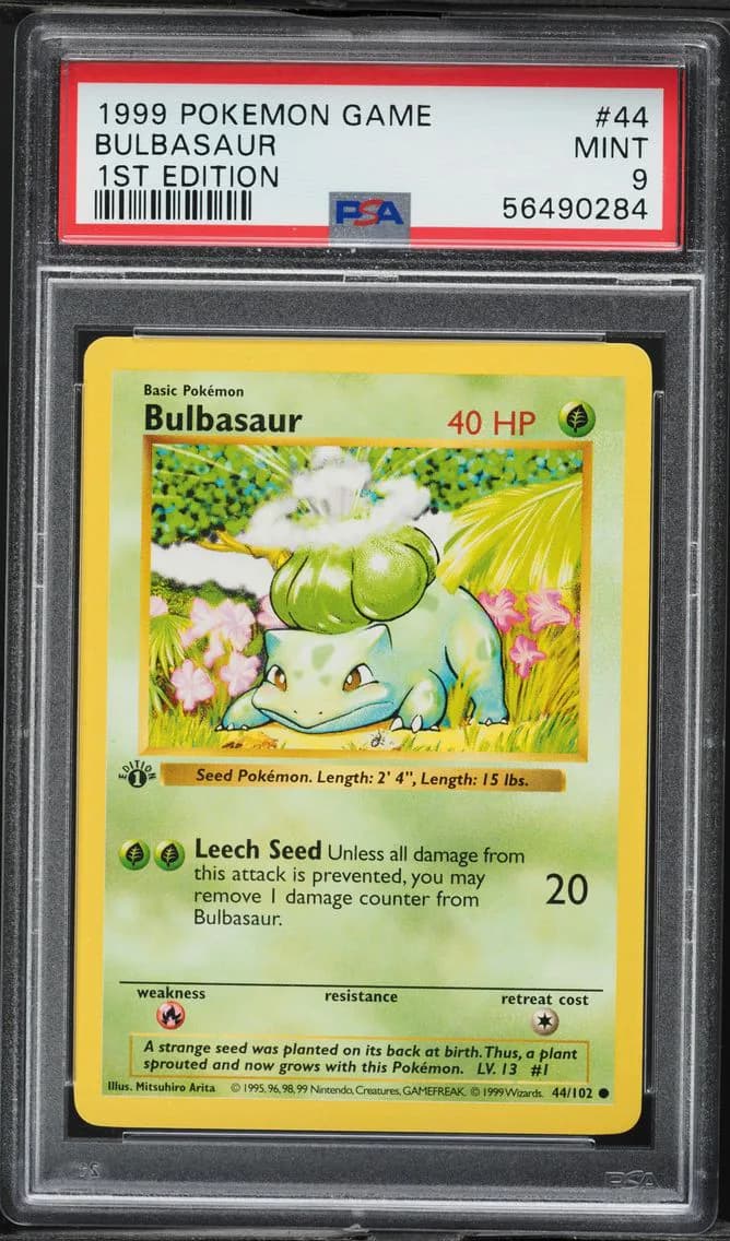 1999 #44 Bulbasaur 1st Edition PSA 9 Game Pokemon