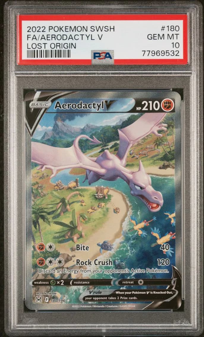 2022 #180 Full Art/Aerodactyl V PSA 10 Sword & Shield Lost Origin