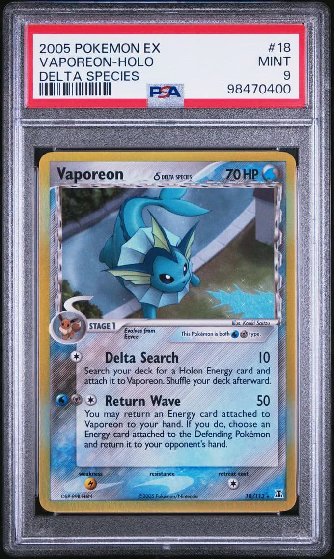 2005 #18 Vaporeon-Holo PSA 9 EX Delta Species
