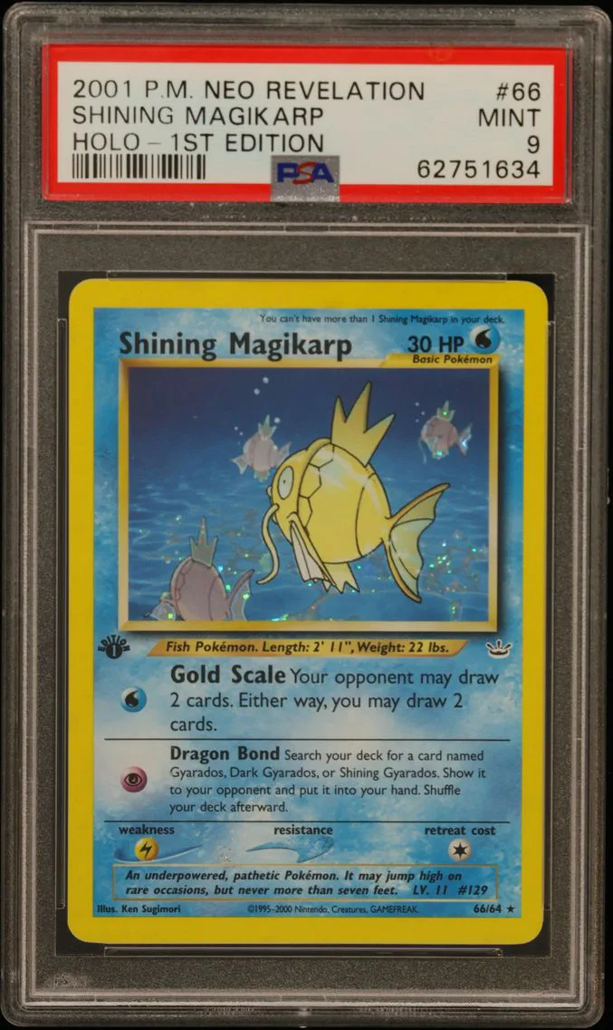 2001 #66 Shining Magikarp-Holo 1st Edition PSA 9 Neo Revelation