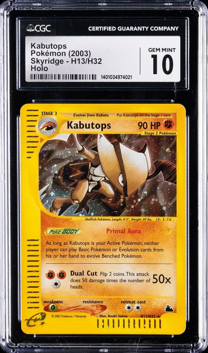 2003 #H13 Kabutops-Holo CGC 10 Skyridge Pokemon