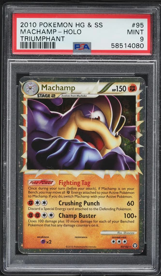 2010 #95 Machamp-Holo PSA 9 Heartgold & Soulsilver Triumphant Pokemon