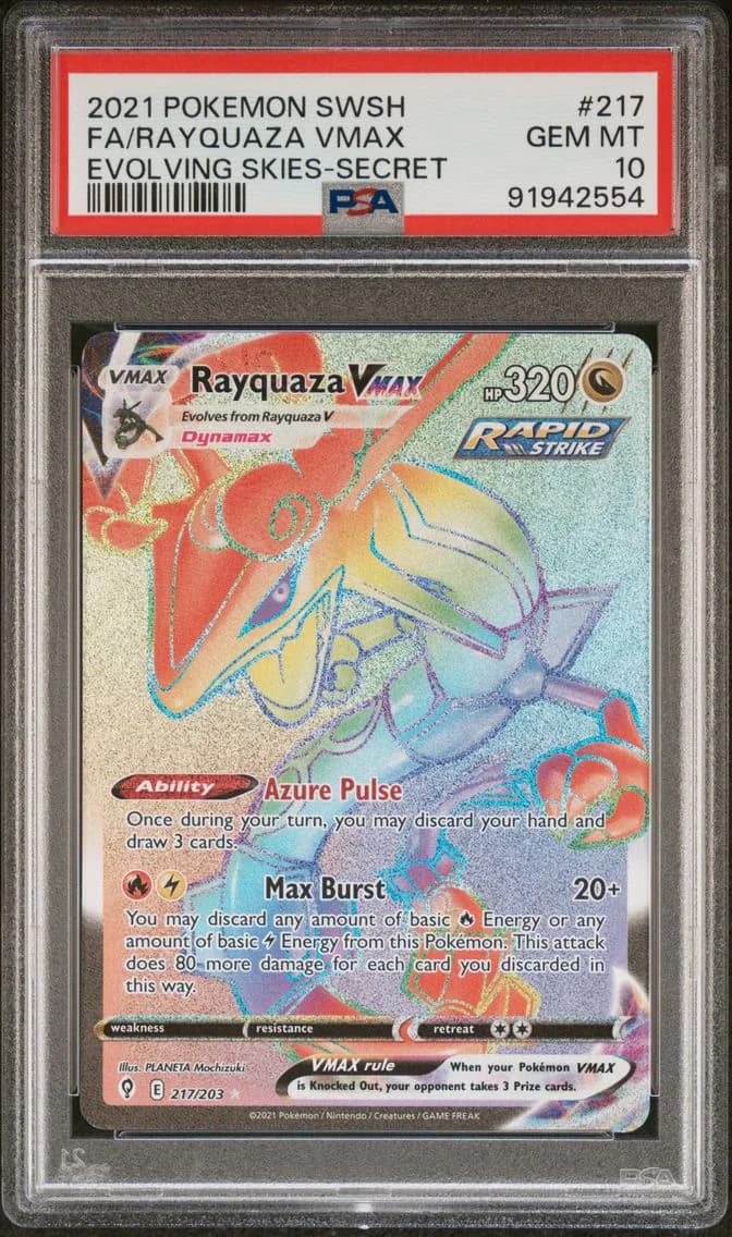 2021 #217 Full Art/Rayquaza Vmax PSA 10 Sword & Shield Evolving Skies Pokemon