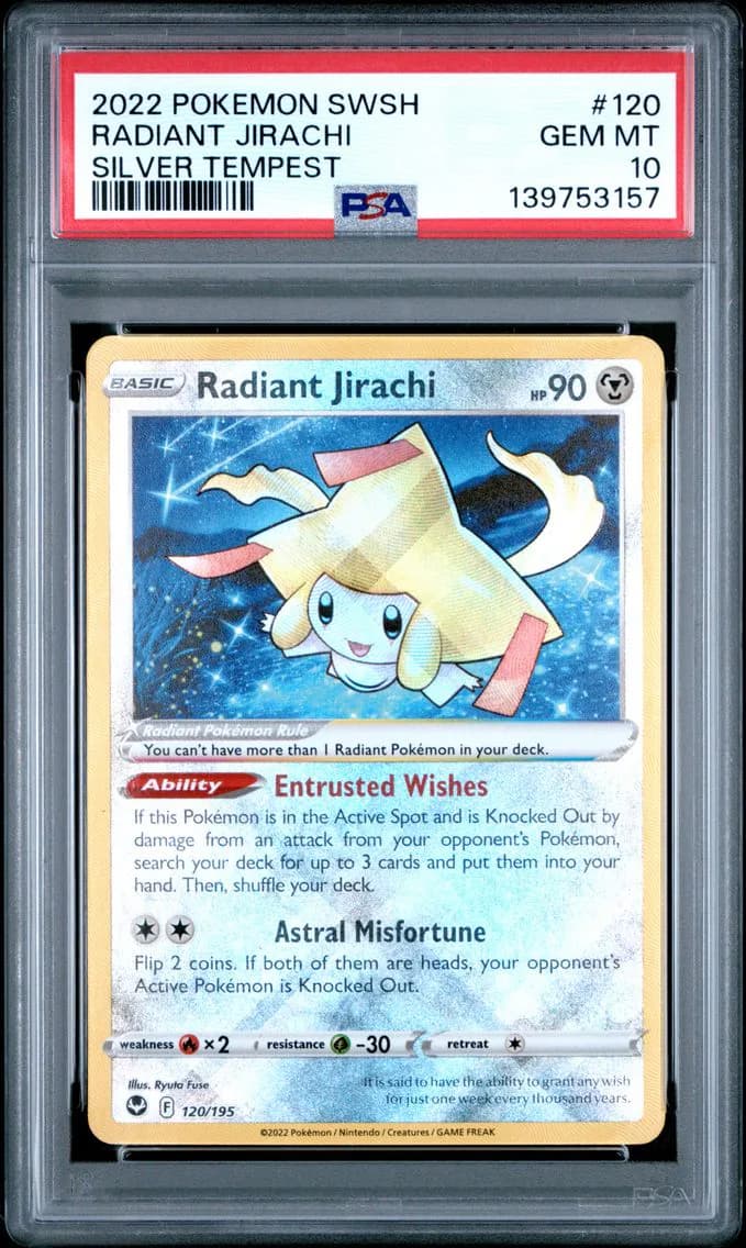2022 #120 Radiant Jirachi PSA 10 Sword & Shield Silver Tempest Pokemon