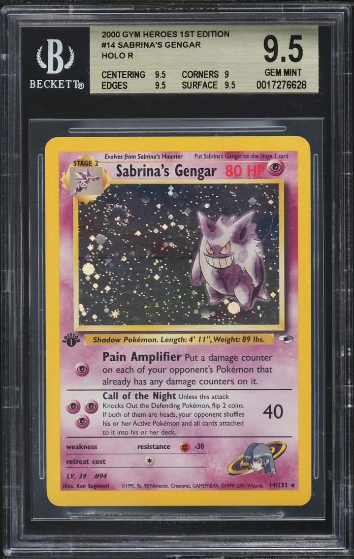 2000 #14 Sabrina's Gengar Holo-1st Edition BGS 9.5 Gym Heroes Pokemon
