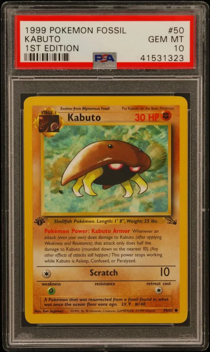 1999 #50 Kabuto 1st Edition PSA 10 Fossil