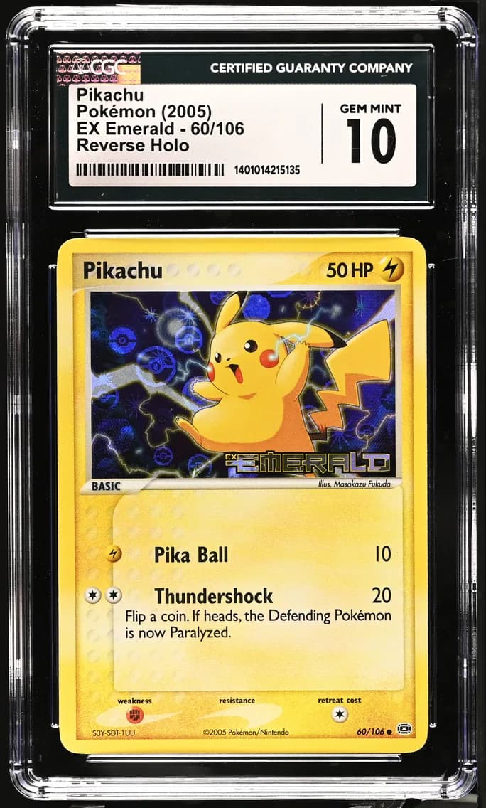 2005 #60 Pikachu Reverse Holo CGC 10 EX Emerald - English