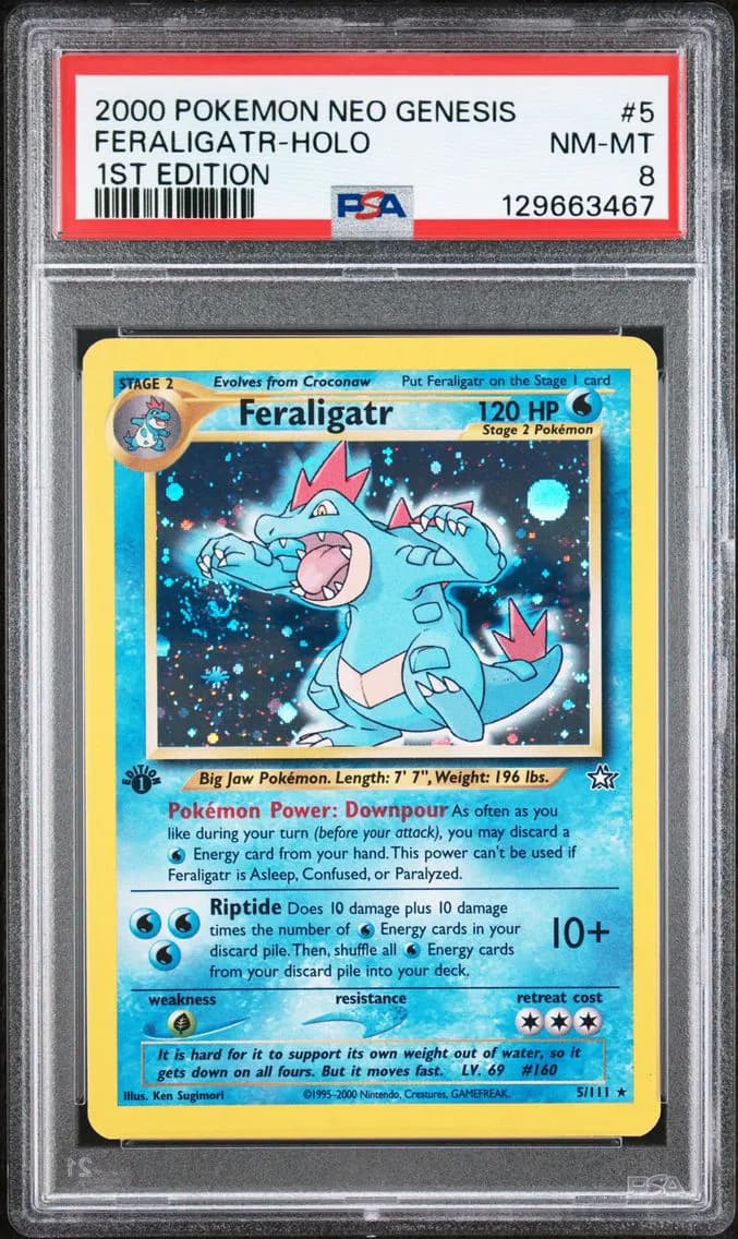 2000 #5 Feraligatr-Holo PSA 8 Neo Genesis 1st Edition Pokemon
