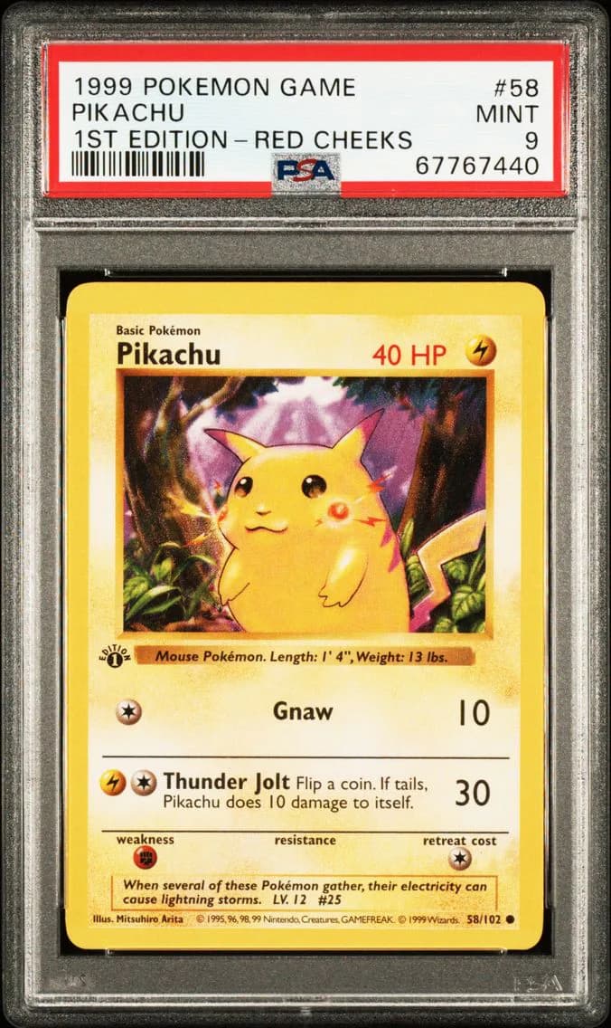 1999 #58 PIKACHU PSA 9 POKEMON GAME | 1ST EDITION-RED CHEEKS