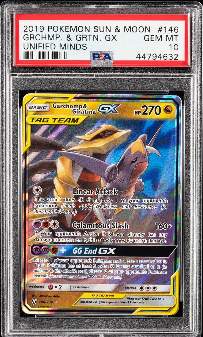 2019 #146 Garchomp & Giratina GX PSA 10 Sun & Moon Unified Minds Pokemon
