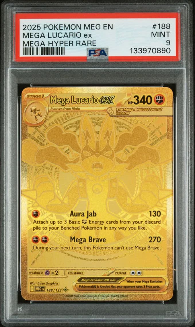 2025 #188 Mega Lucario EX PSA 9 Meg EN-Mega Evolution Pokemon