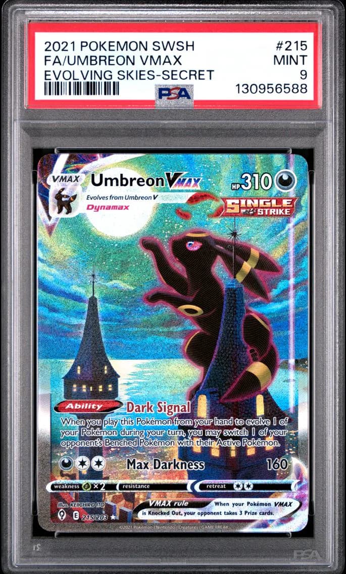 2021 #215 Full Art/Umbreon Vmax PSA 9 Sword & Shield Evolving Skies
