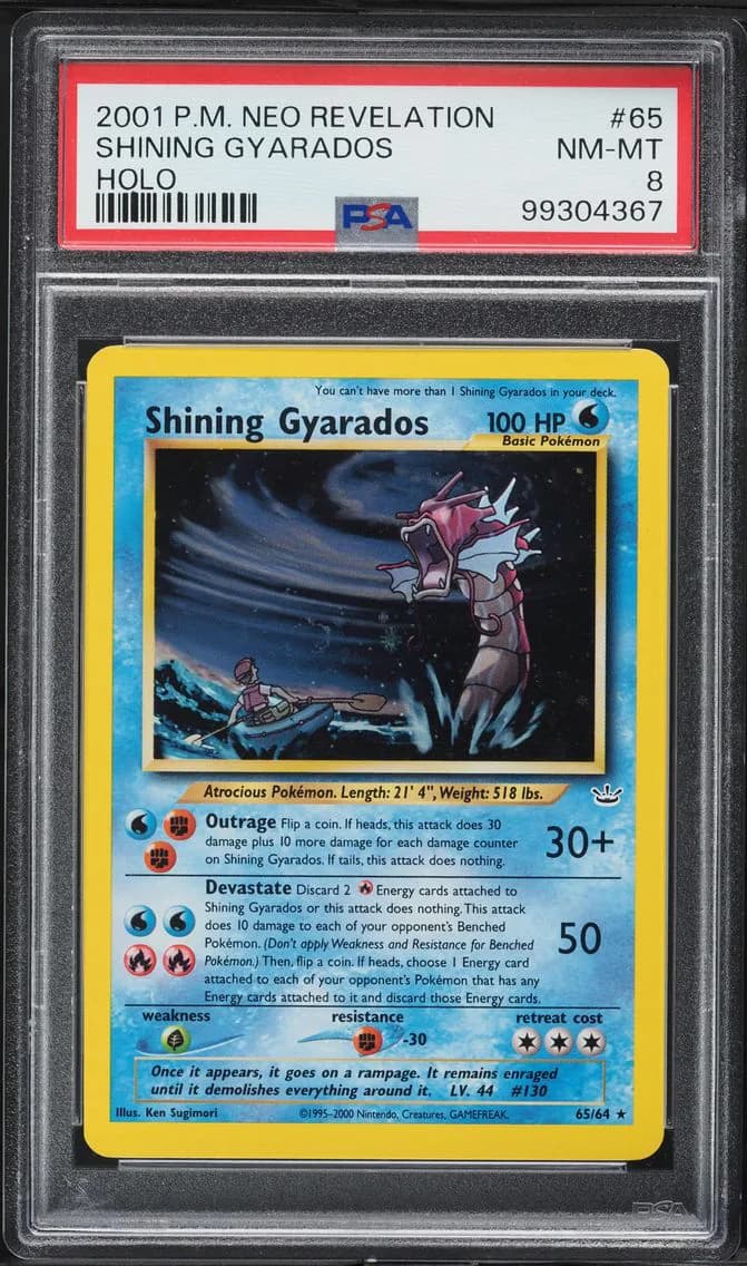 2001 #65 Shining Gyarados-Holo PSA 8 Neo Revelation Pokemon