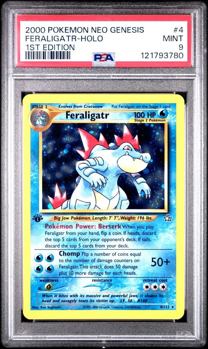 2000 #4 FERALIGATR-HOLO PSA 9 POKEMON NEO GENESIS 1ST EDITION