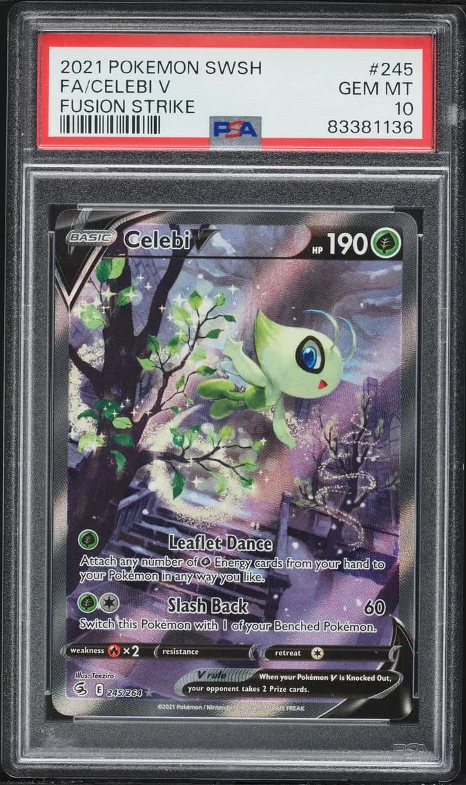 2021 #245 Full Art/Celebi V PSA 10 Sword & Shield Fusion Strike Pokemon