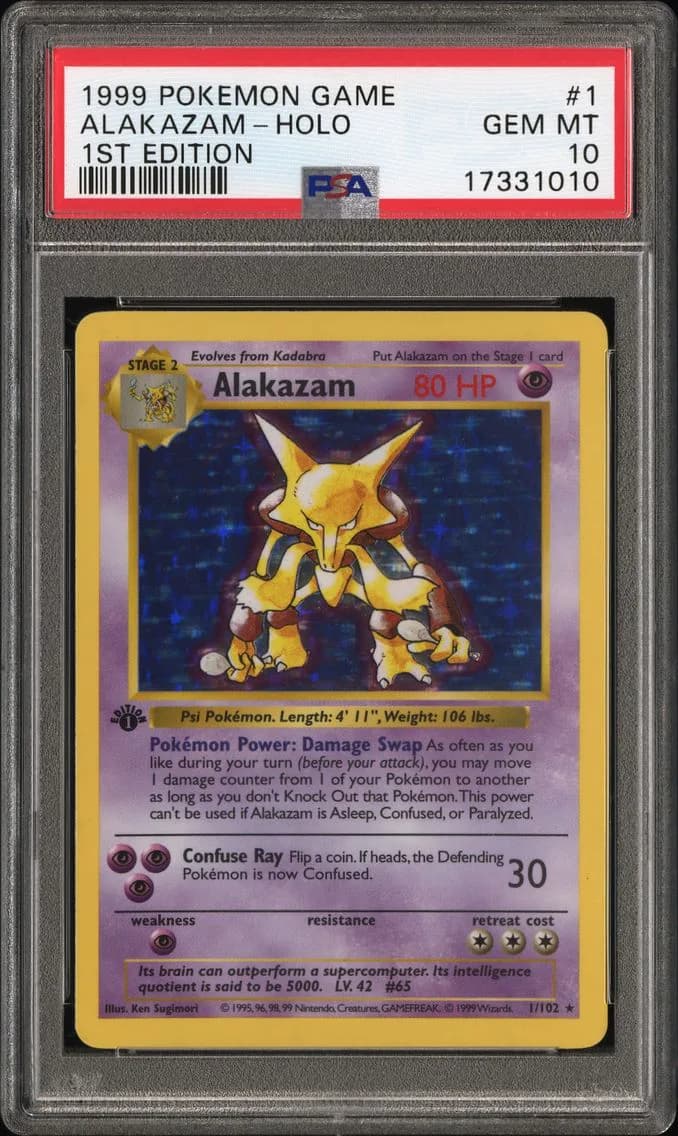 1999 #1 Alakazam-Holo 1st Edition PSA 10 Game