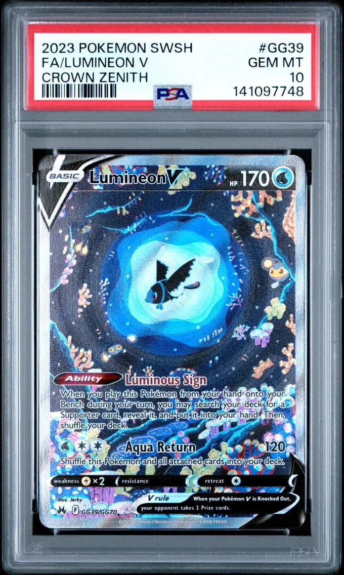 2023 #GG39 Full Art/Lumineon V PSA 10 Sword and Shield Crown Zenith