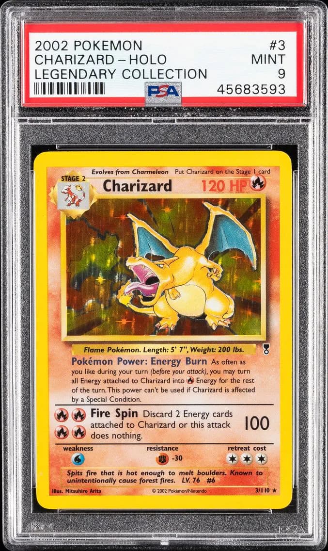 2002 #3 Charizard-Holo PSA 9 Legendary Collection Pokemon