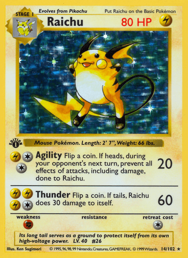Raichu printed card