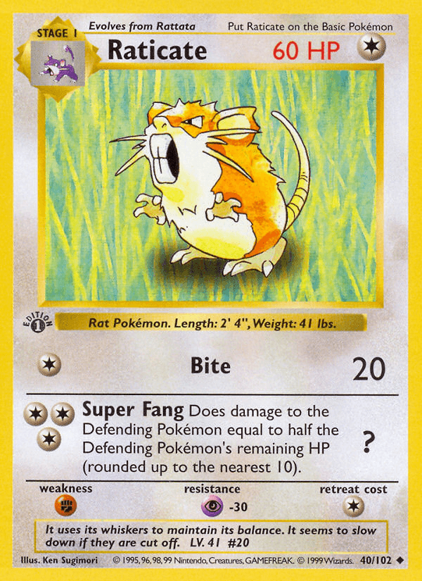 Raticate printed card