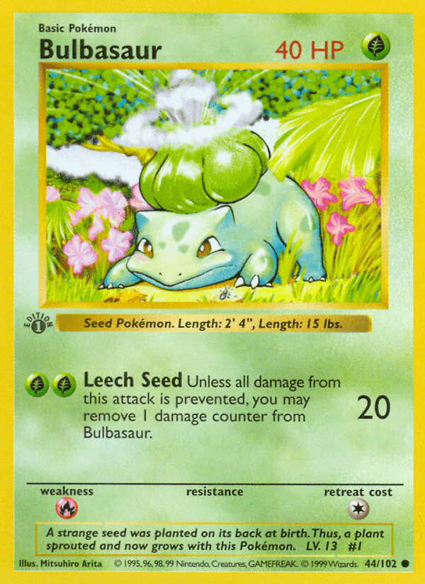 Bulbasaur printed card