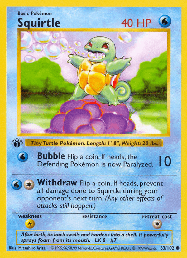 Squirtle printed card