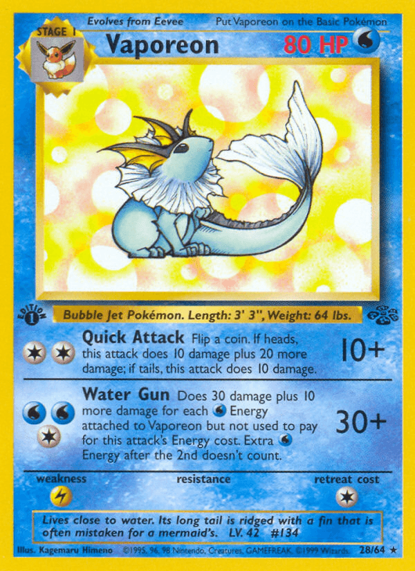 Vaporeon printed card