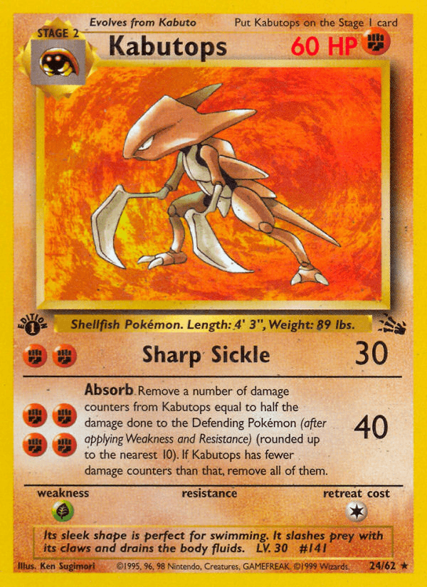 Kabutops printed card