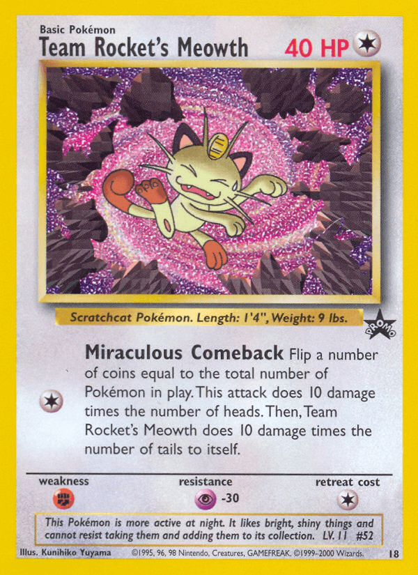 Team Rocket's Meowth printed card