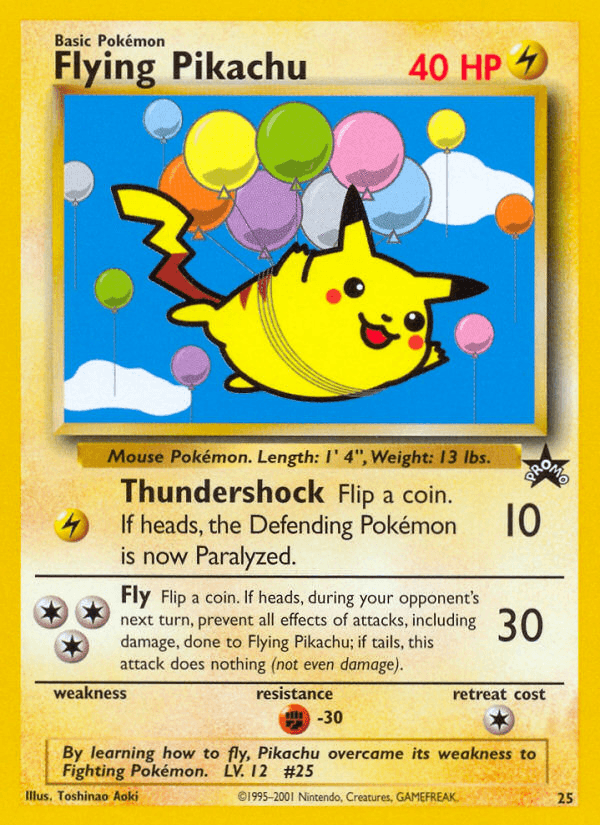 Flying Pikachu printed card