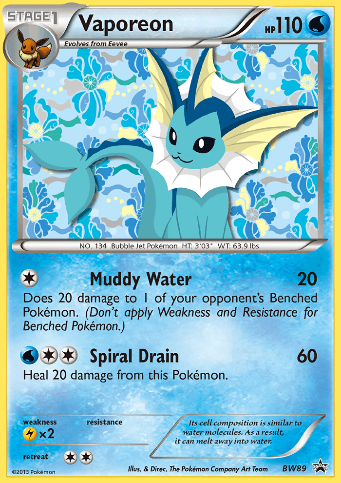 Vaporeon printed card
