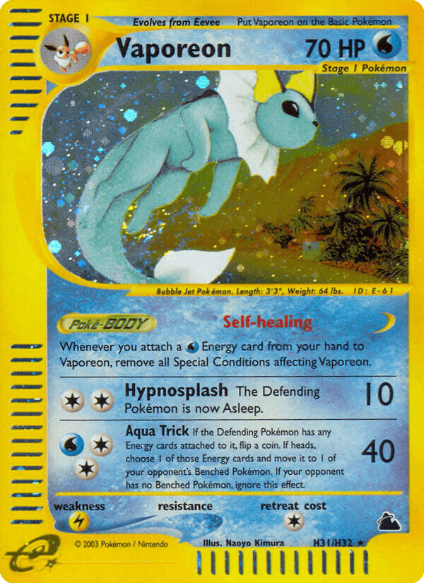 Vaporeon printed card
