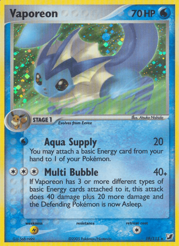 Vaporeon printed card