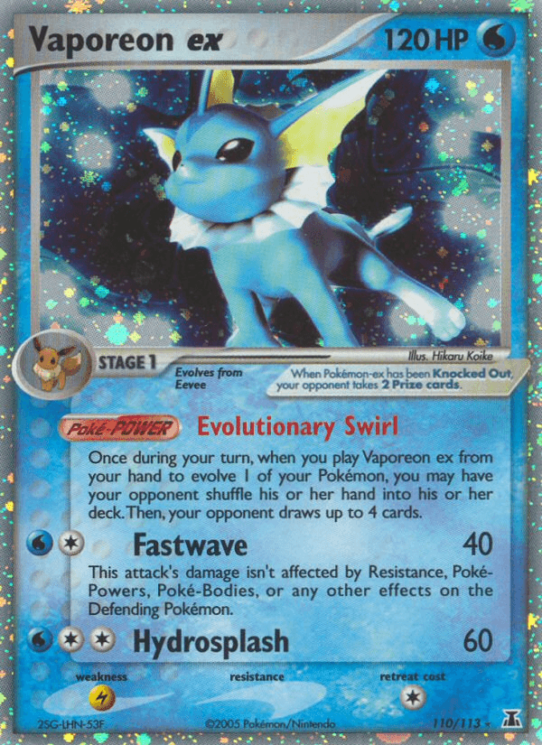 Vaporeon ex printed card